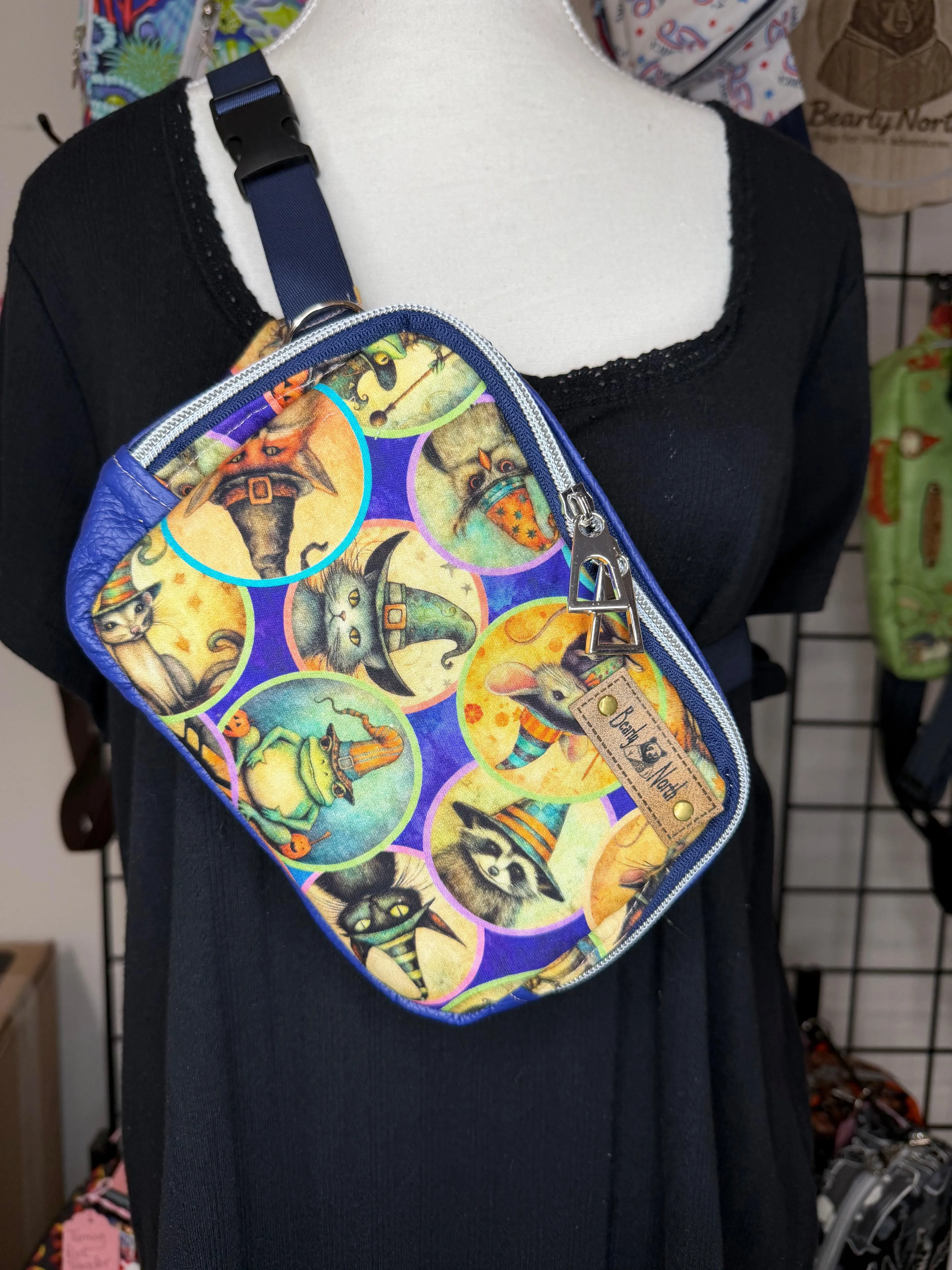 Witchy Creatures Small Louie with Pebbled Vinyl Gussets Sling to Waist Bag