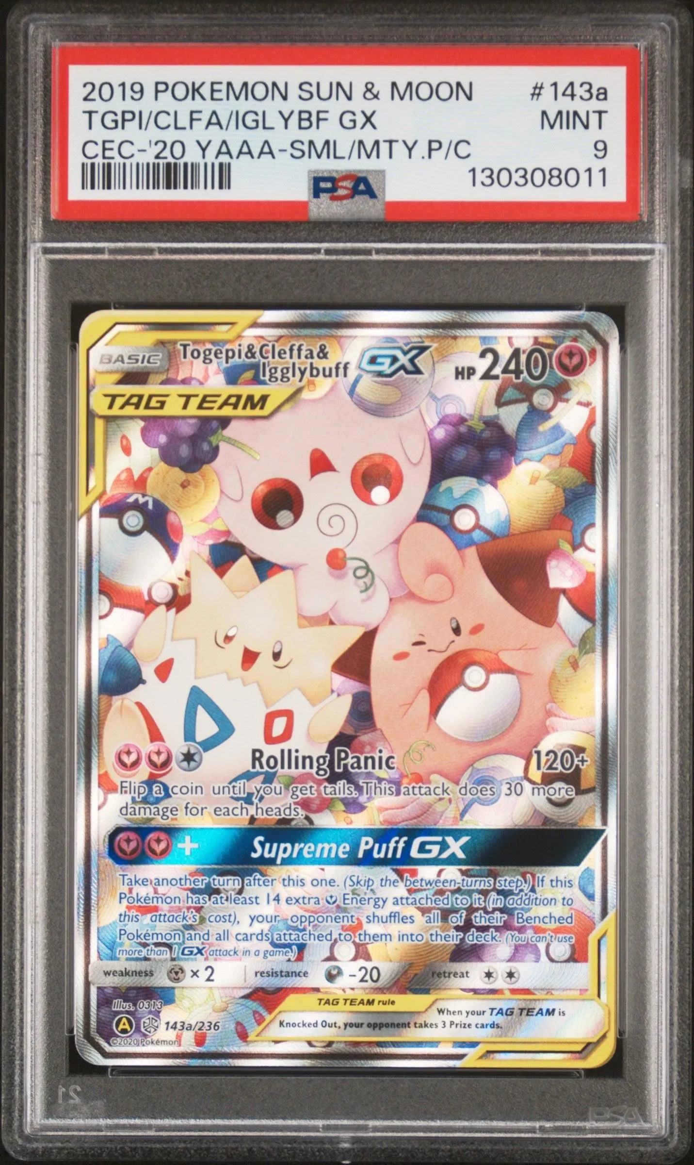 Togepi & Cleffa & Igglybuff Gx 143a/236 2020 YAAA-SML/MTY Pokemon PSA 9