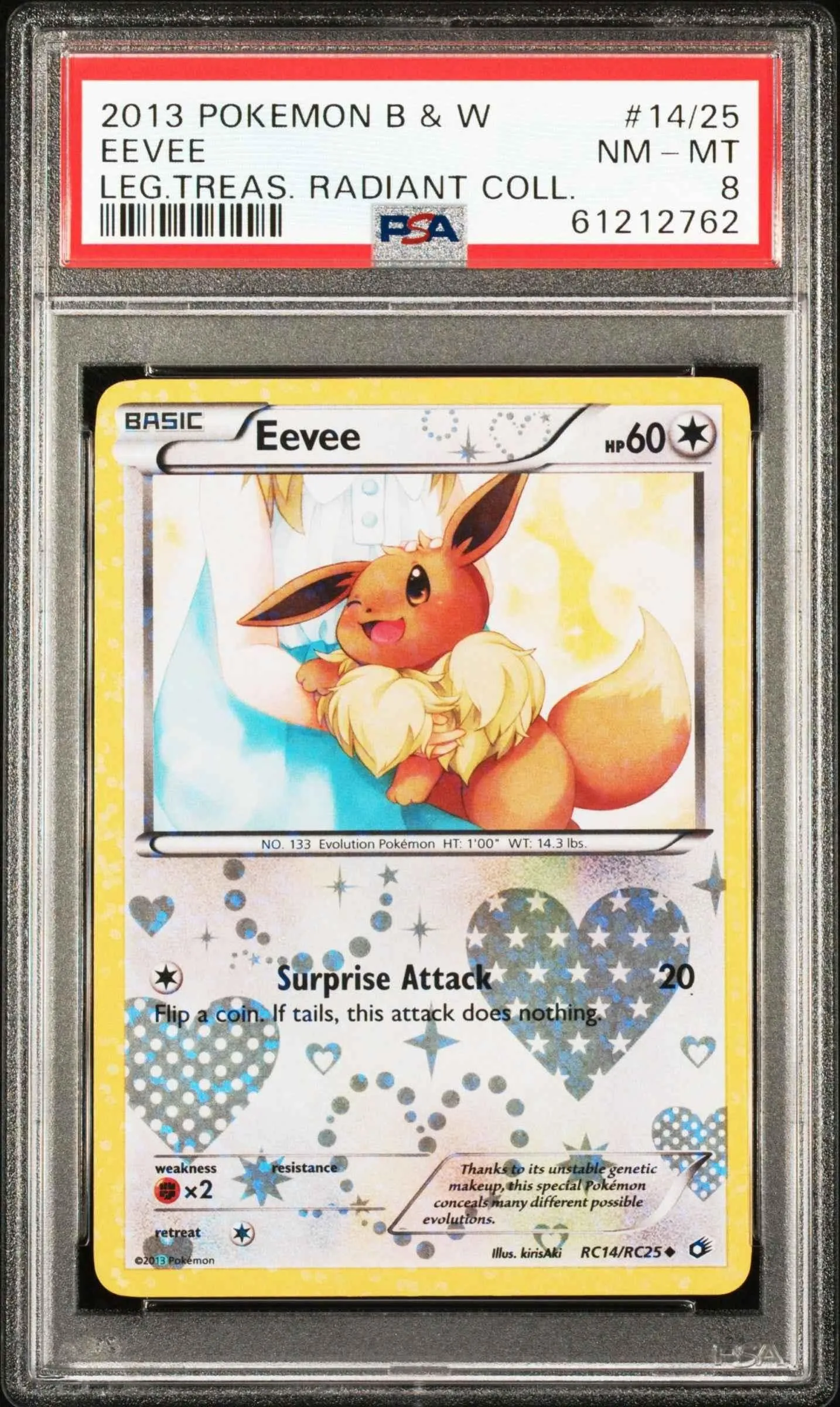 Eevee RC14/RC25 Legendary Treasures Radiant Collection Pokemon PSA 8