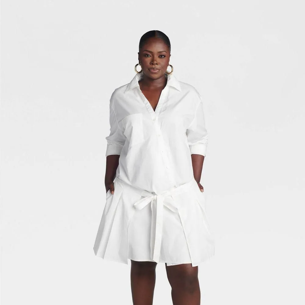 New without Tags - KBB by KAHLANA Women's 'The Apron Shirt Dress' - White 4X