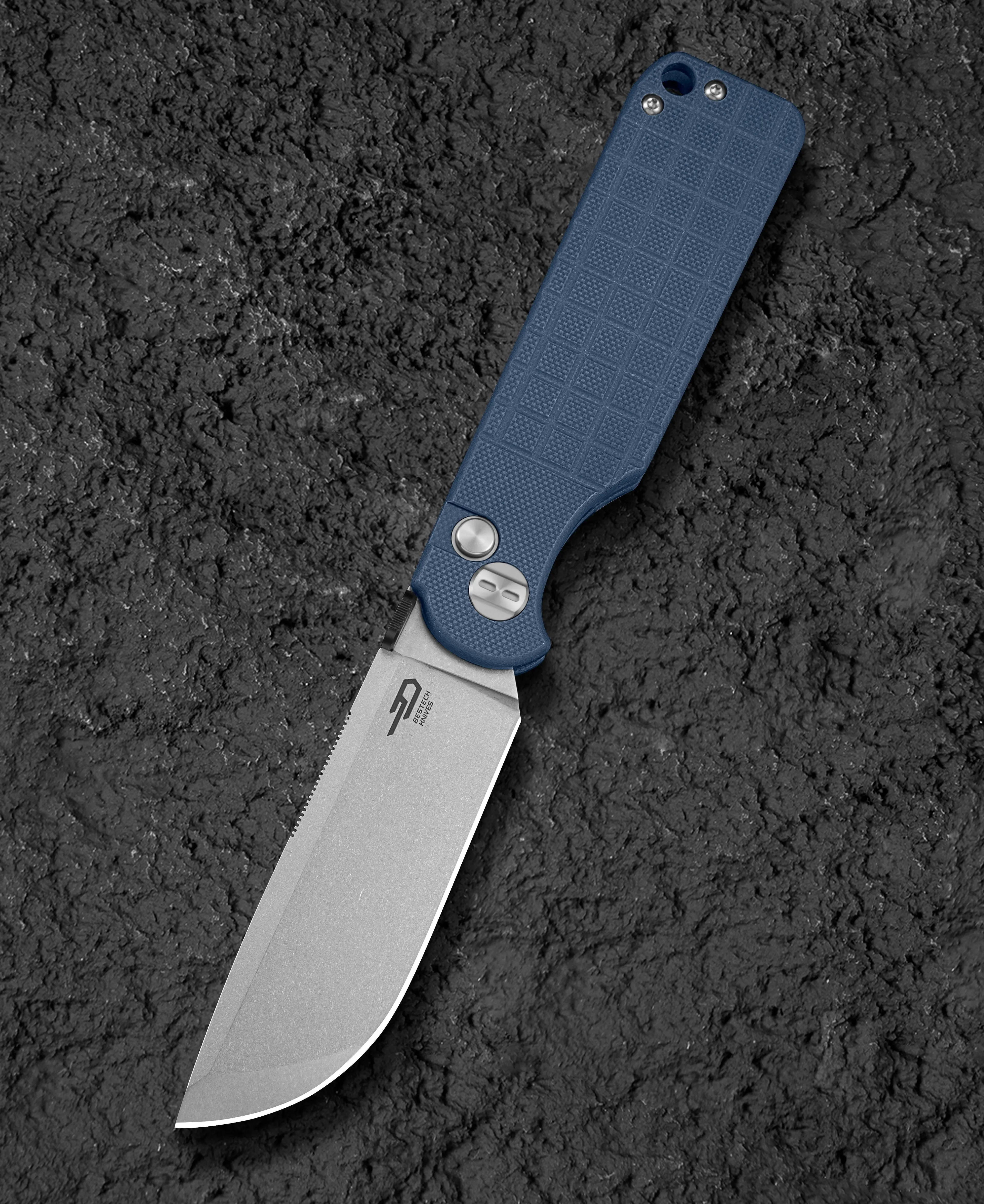 Bestech Glok BG55B – 3.54″ 14C28N Stonewash, Grey G10, Button Lock