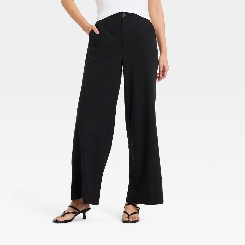 New without Tags - Women's Faux Linen Trousers - A New Day Black 6