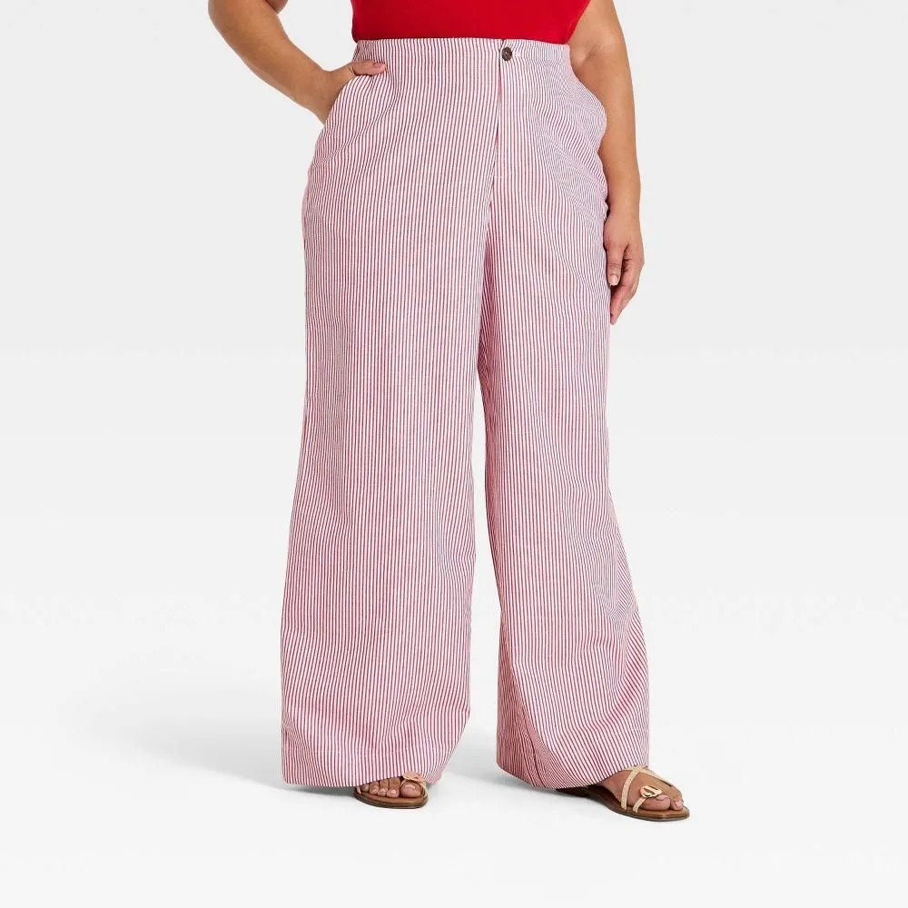 New without Tags - Women's Luxe Linen Trousers - A New Day Red 18
