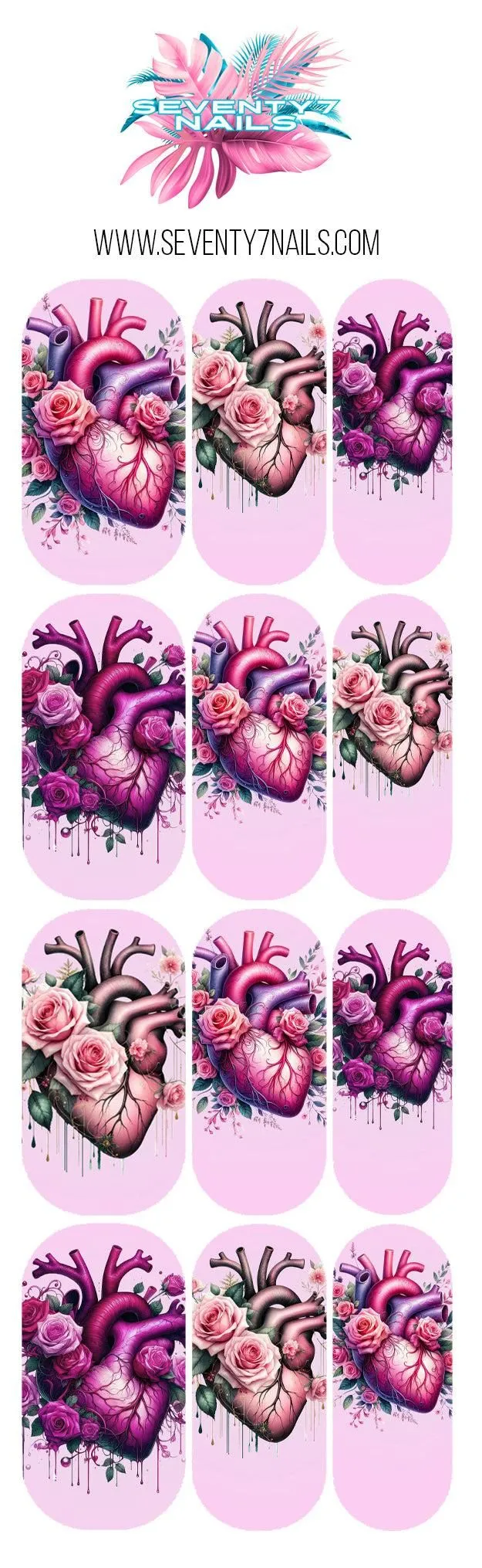 Assorted Nail Decals - Bleeding Heart