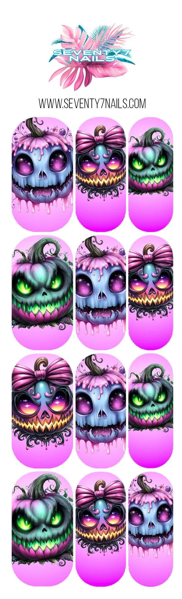 Halloween Nail Decals - Candy Gore Pumpkins