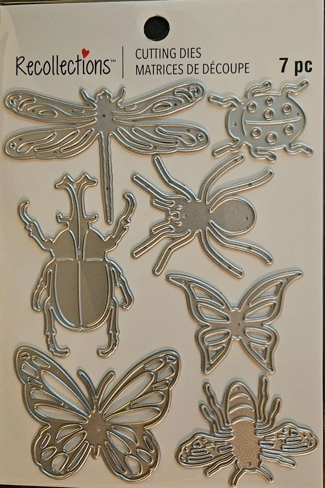 771716 Recollections 7-Piece Silver Insects Die Cutting Set Lady Bug Dragon Fly