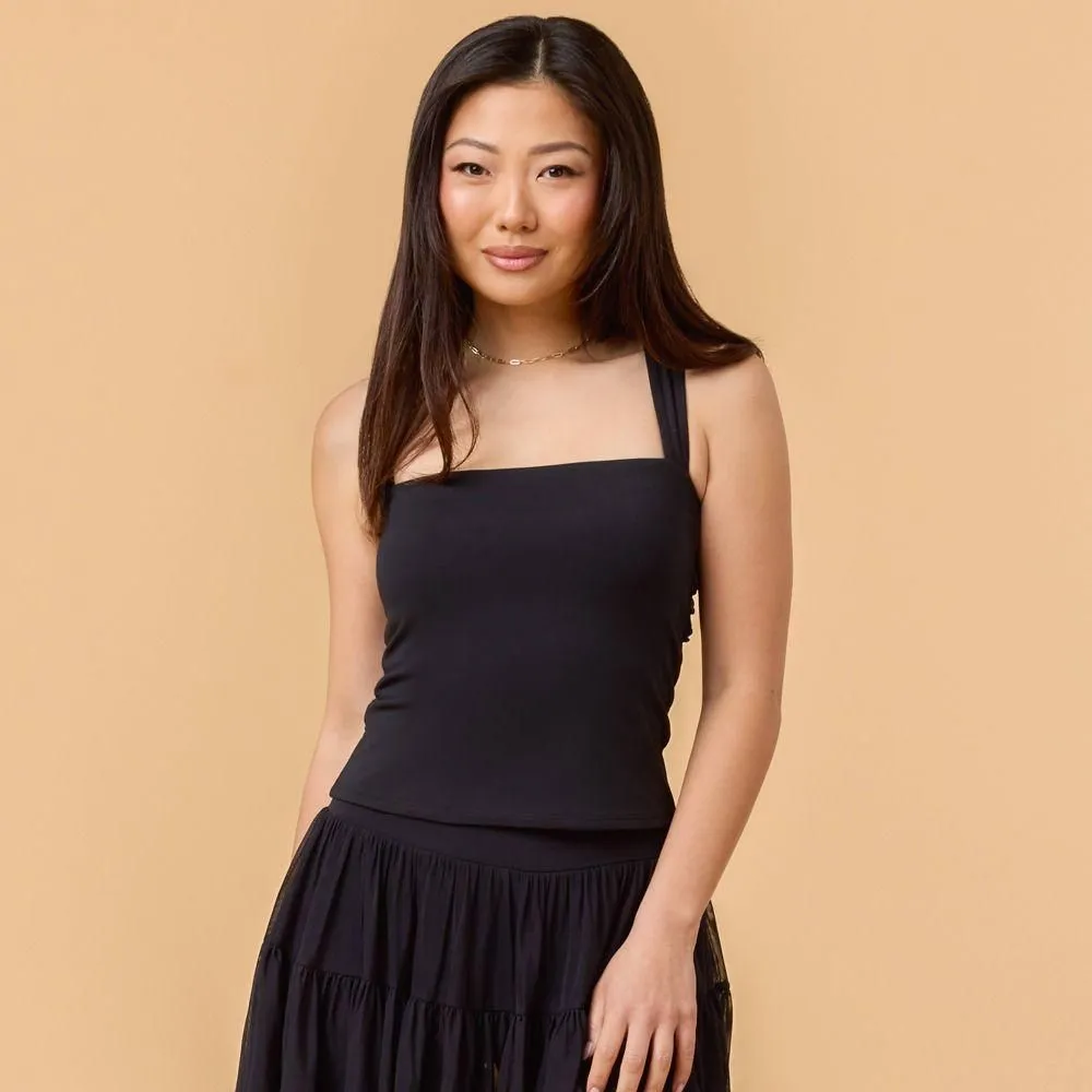 New without Tags - Blogilates Women's Mommy & Me Ruffle Back Tank Top - Black S