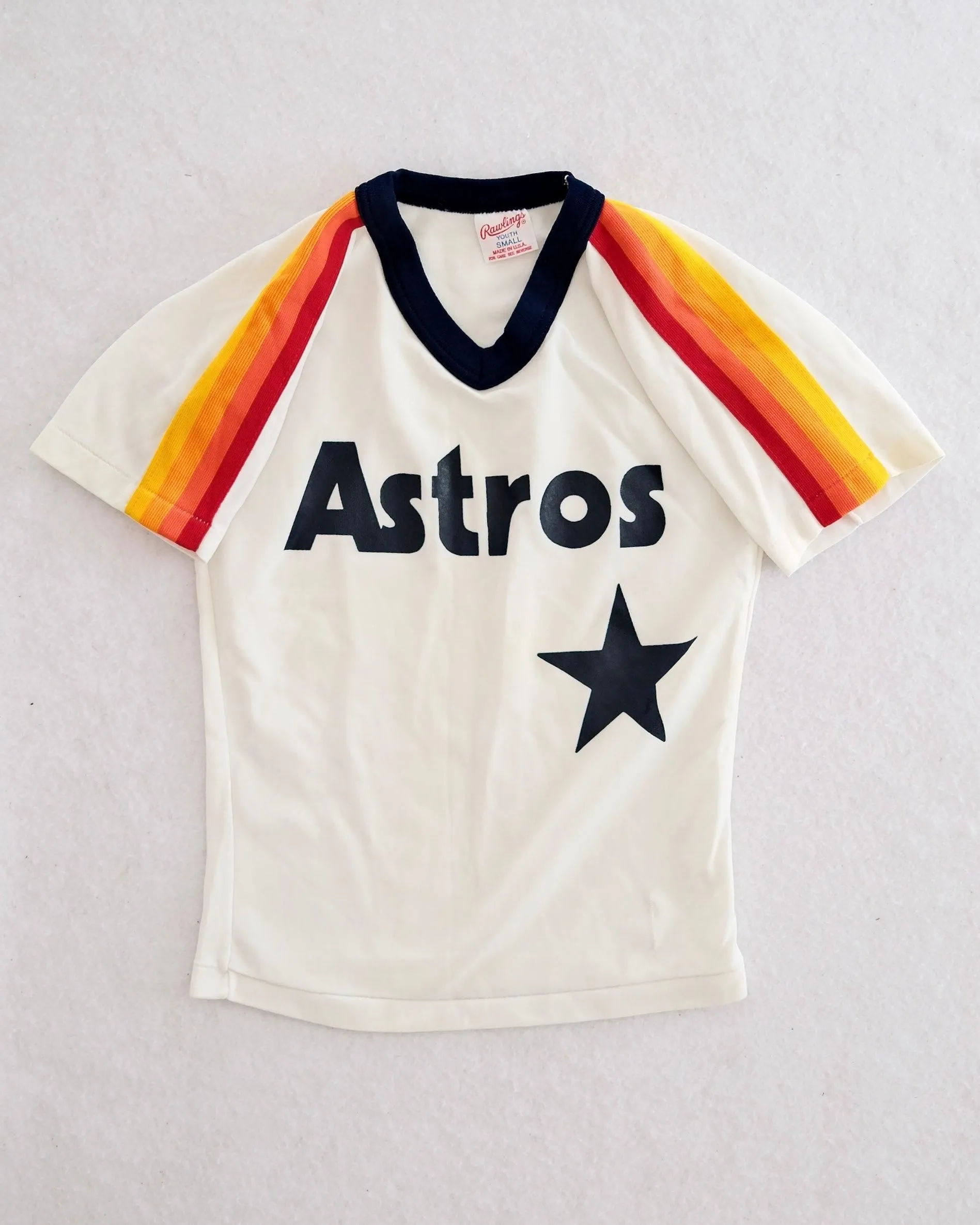 Vintage Houston Astros Kids Rainbow Stripe Baseball Jersey: Size 7y?