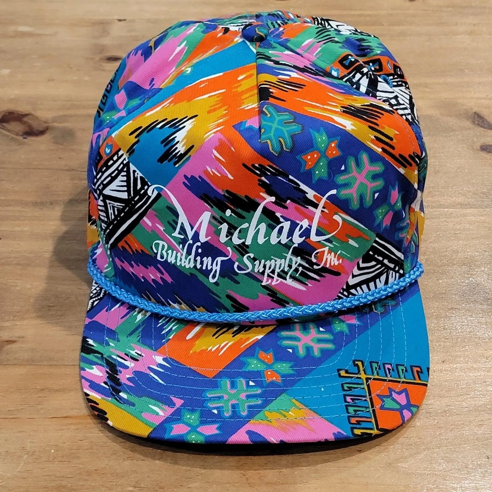 Vintage Construction Hat Southwest AOP Allover Floral Rope 90s Y2K Michael Build