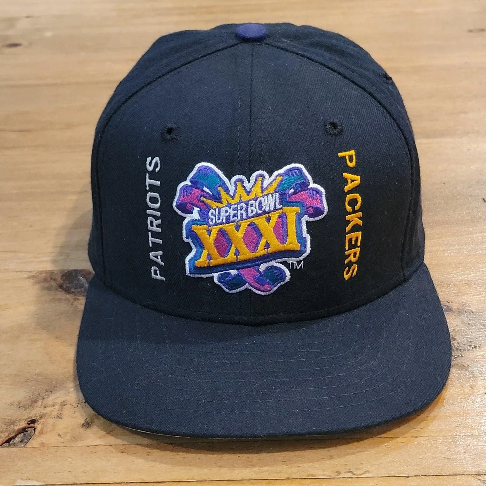 Vintage Super Bowl XXXI Hat Snapback Black Black Superdome Green Bay Packers