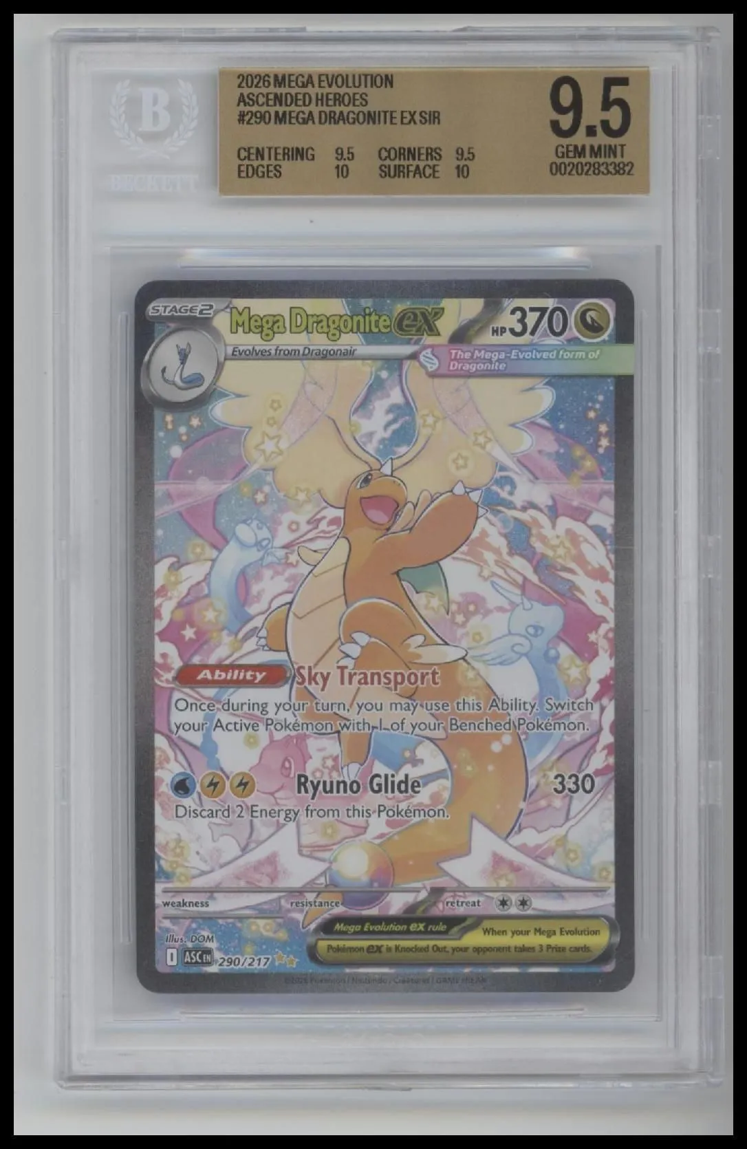 2026 Pokemon Ascended Heroes Mega Dragonite ex SIR 9.5 BGS #290