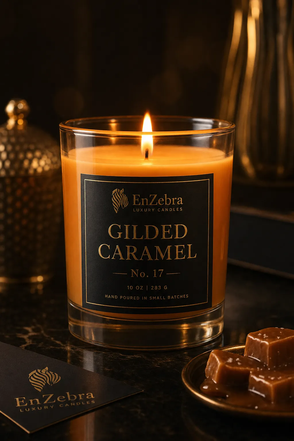 Gilded Caramel No. 17 – 10 oz Clear Glass Candle Vessel