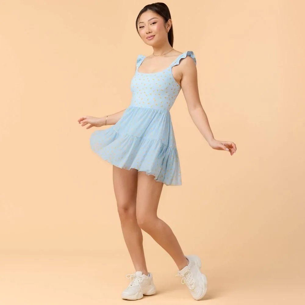 New without Tags - Size: XS - Blogilates Women's Mommy & Me Ballerina Ruffle Dress - Blue Citrus Print