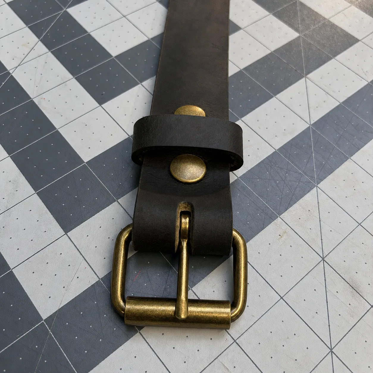 Black Brass Buffalo Leather Belt