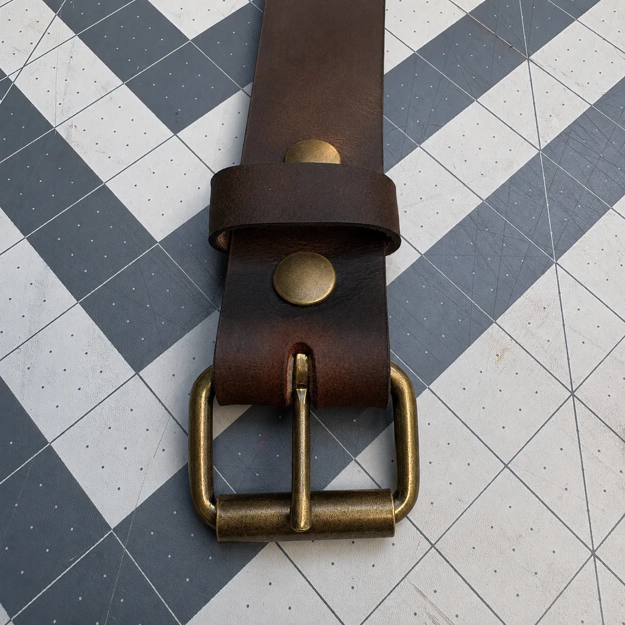 Dark Brown Brass Buffalo Leather Belt