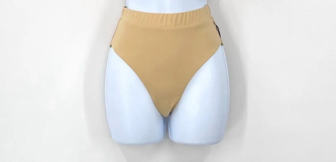 NWT $110 MSRP MYRASWIM Hugo High Waist Bikini Bottom Tan Size M