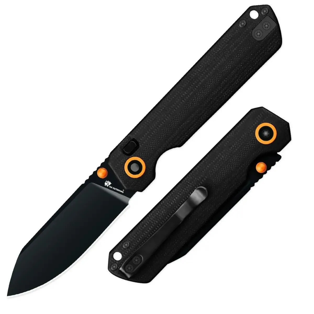 HX OUTDOORS HYLA ZD-120S-C – 2.91" 14C28N Button Lock Pocket Knife with Black G10 Handle