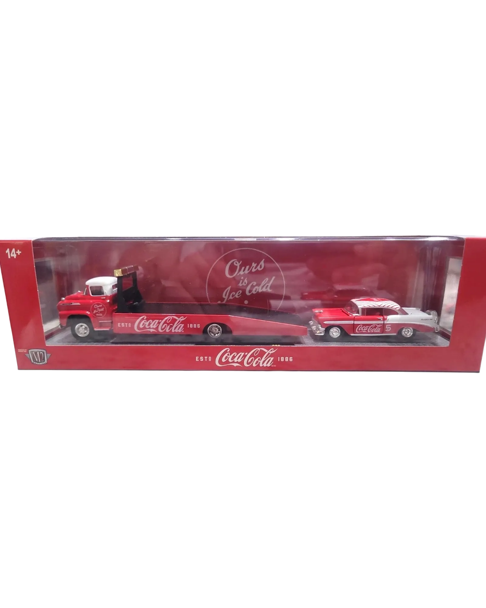 M2 Machines Coca-Cola '58 Chevy Spartan LCF & '56 Bel Air 1:64 Hauler Set
