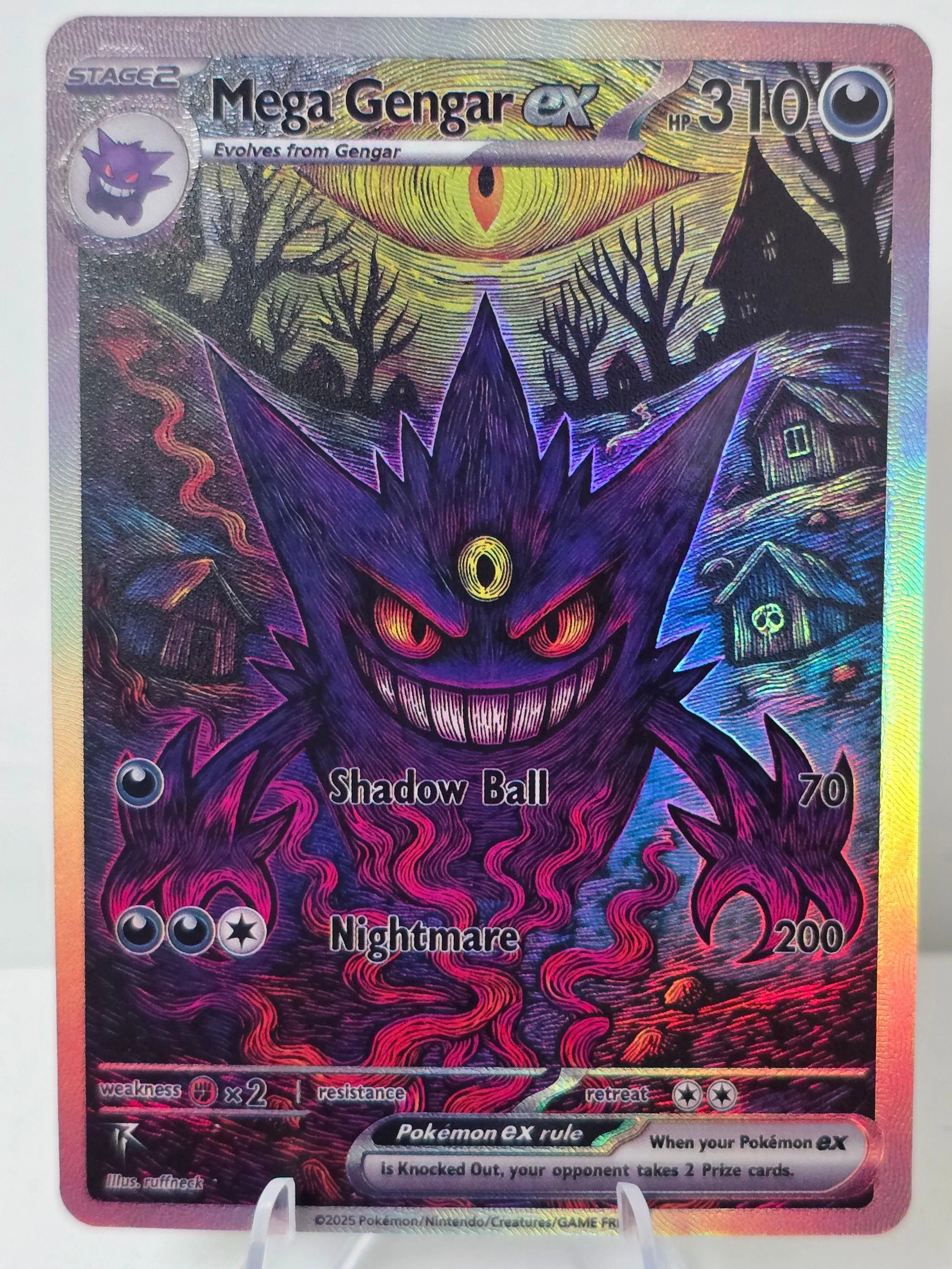 Mega Gengar ex Fan Art Card — Dark Full Art (Unofficial, Non-TCG)