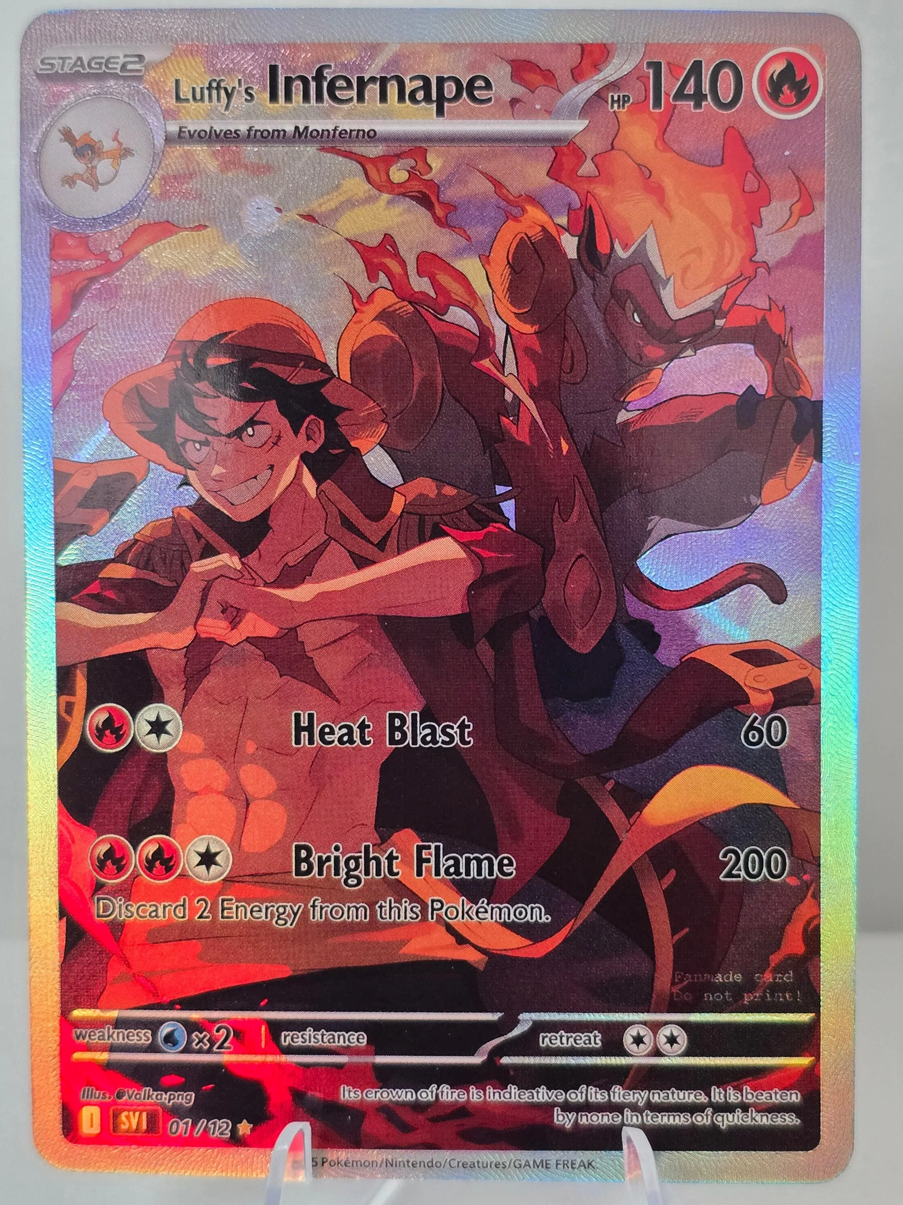 Luffy's Infernape Fan Art Card — Anime Crossover (Unofficial, Non-TCG)