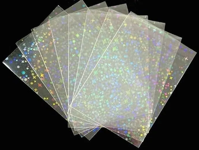 100 Pcs Inner Sleeves - Starburst Rainbow Holographic Trading Card Protector