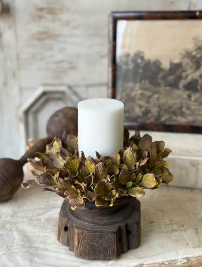 Sepia Groves Candle Ring | wreath | 9”