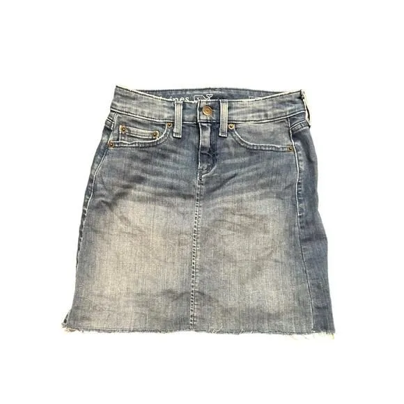 Product image for Vineyard Vines Fringe Raw Hem Size 00 Denim Jean Skirt