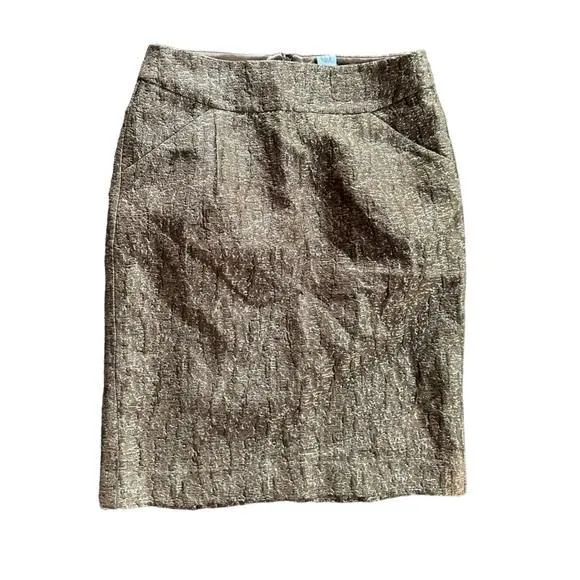 Product image for J Crew Gold Metallic Pencil Skirt Wool Silk Blend Size 0