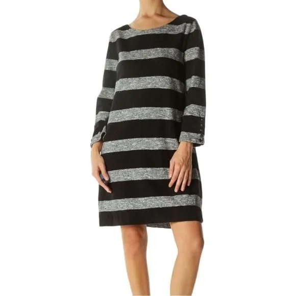 Product image for J Crew 100% Cotton Dress Striped Gray And Black Business Casual Size XXS