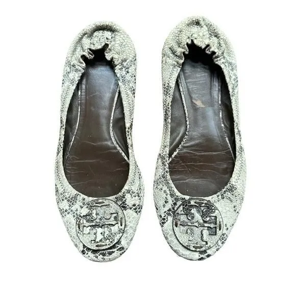 Product image for Tory Burch Women's Cream and Grey Reva Ballet Flats Size 11