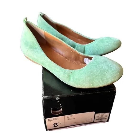 Product image for J Crew Anya Womens Mint Green Suede Slip On Ballet Flats Size 8.5