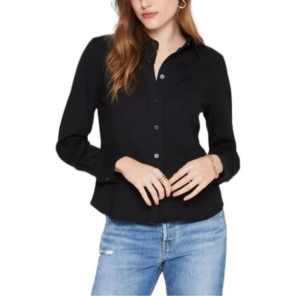 Product image for Club Monaco Womens Black Perfect Slim Knit Soft  Shirt Size Medium