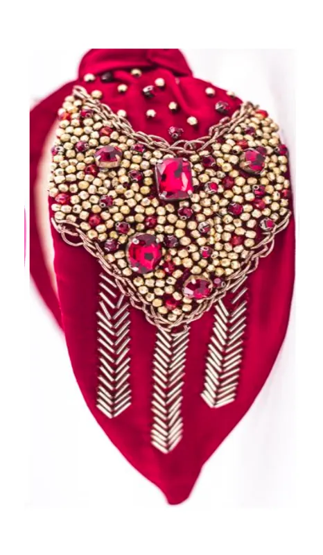 Ruby Heart Cascade Headband