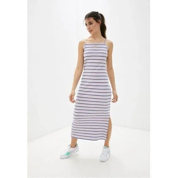 Product image for Nike Femme Ribbed Maxi Dress in Violet Purple Stripe