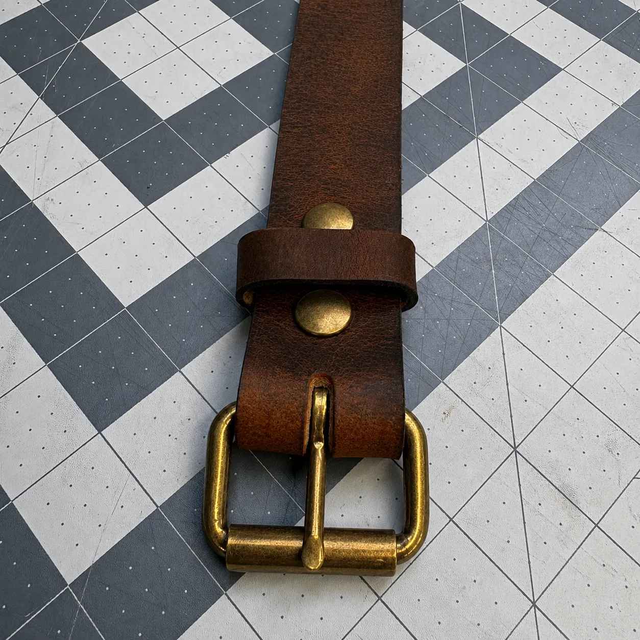 Orange Brass Buffalo Leather Belt