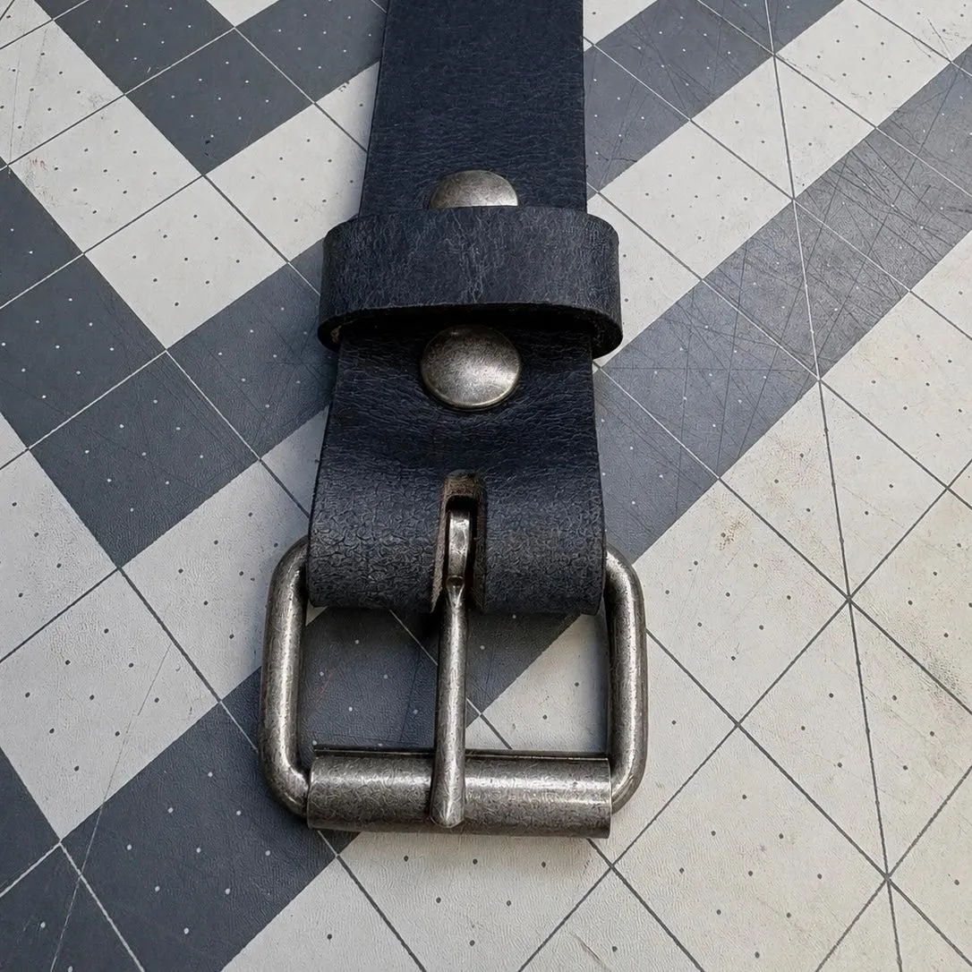 Blue Silver Buffalo Leather Belt