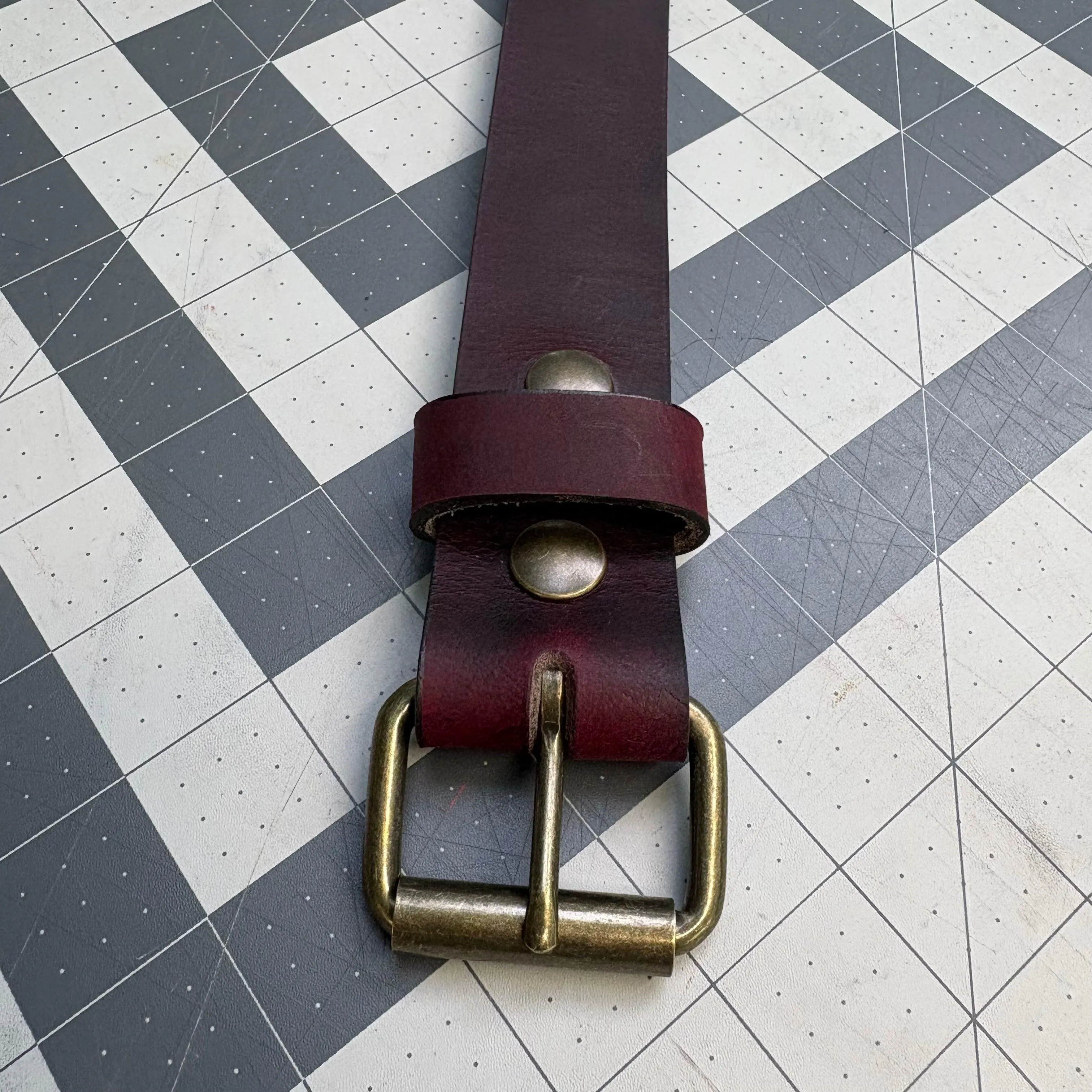 Cordovan Brass Buffalo Leather Belt