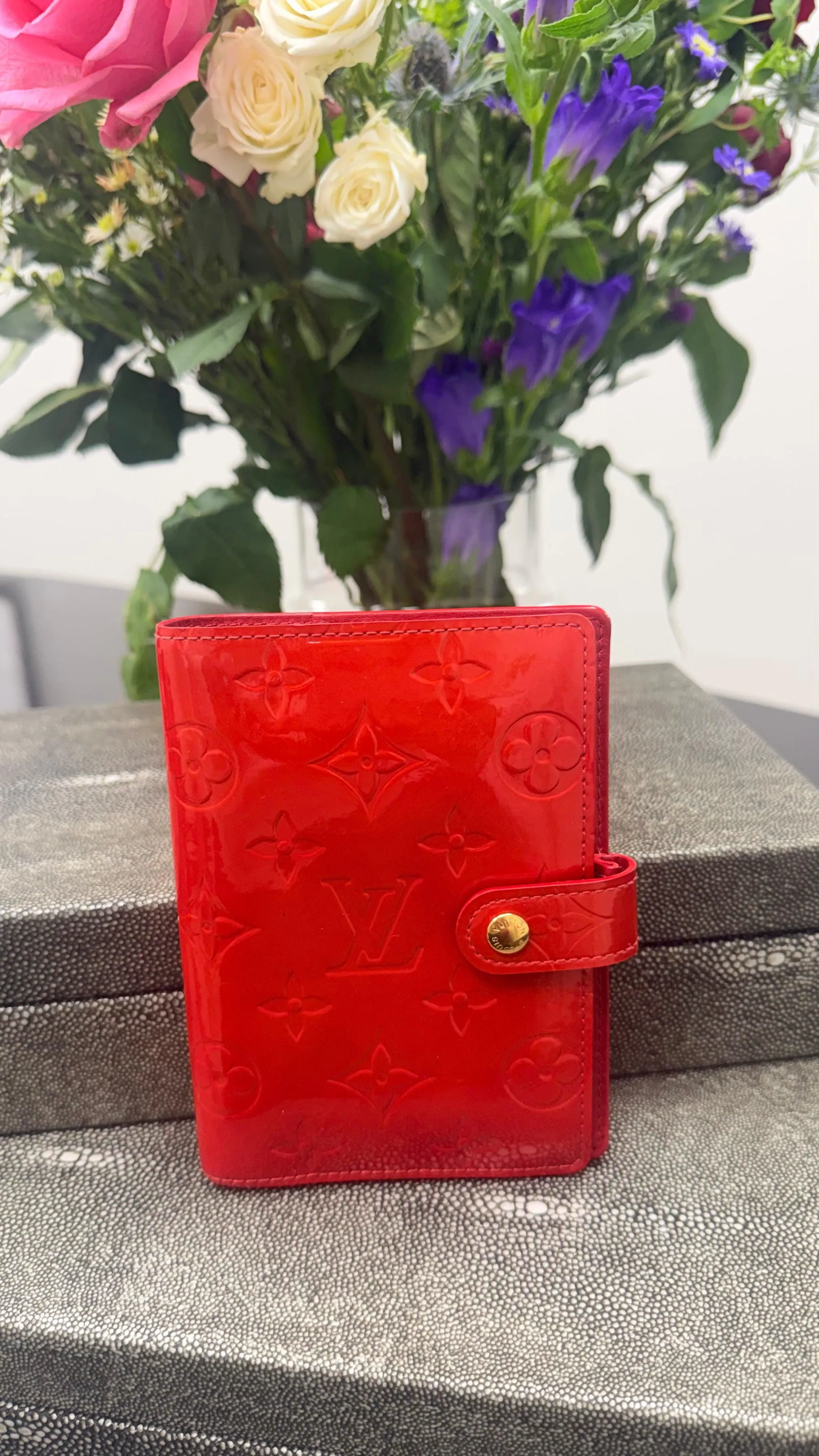 Louis Vuitton Monogram Red Vernis Leather Passport Agenda Cover PM