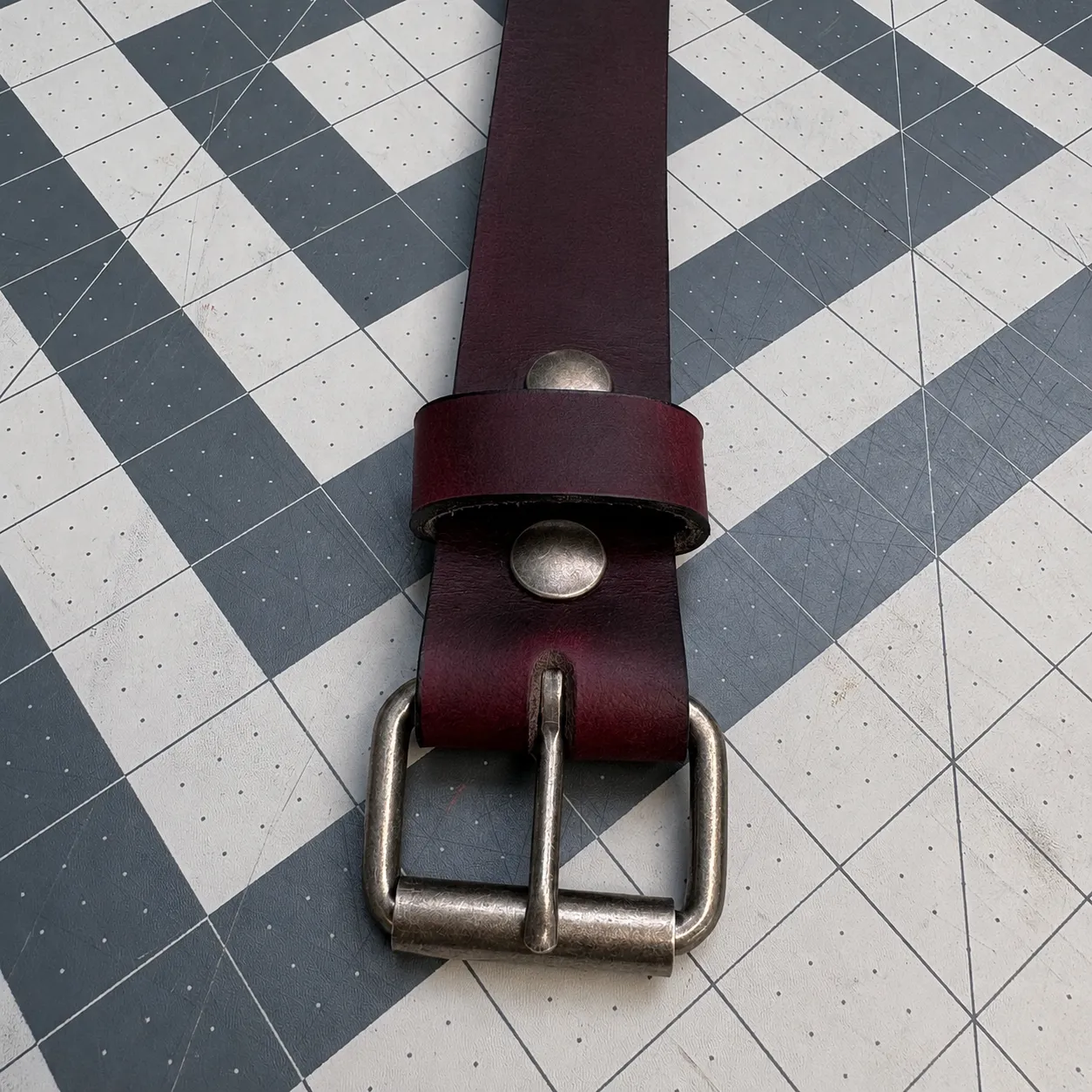 Cordovan Silver Buffalo Leather Belt