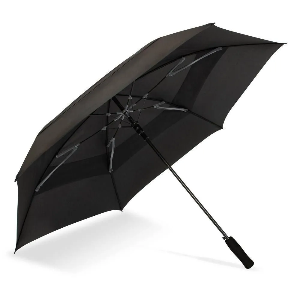 Open-box - ShedRain Vortex 62 in Golf Umbrella - Black/Charcoal: Auto-Open, Solid