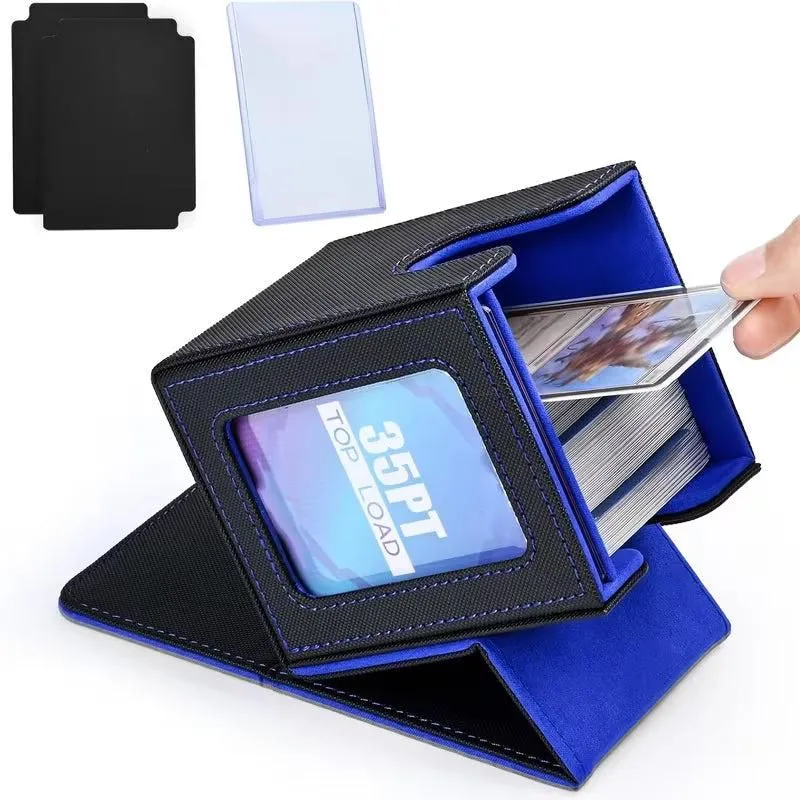Black w/ Blue Interior Card Deck Box with MTG Commander Display Window