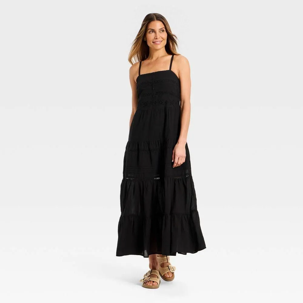 New without Tags - Women's Lace Maxi A-Line Dress - Universal Thread Black XS