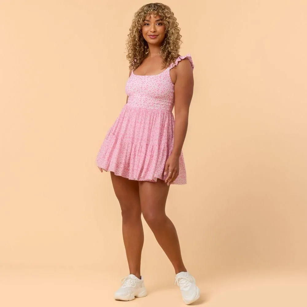 New without Tags - Size: 1X - Blogilates Women's Mommy & Me Ballerina Ruffle Dress - Pink Floral Print