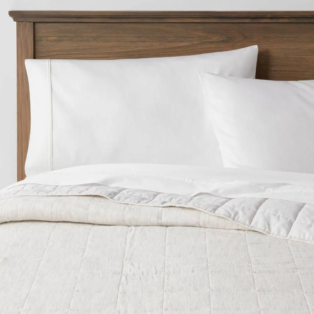 New without box - Threshold Quilt Cotton/Linen Blend Space Dyed Square Quilted, Gray, King