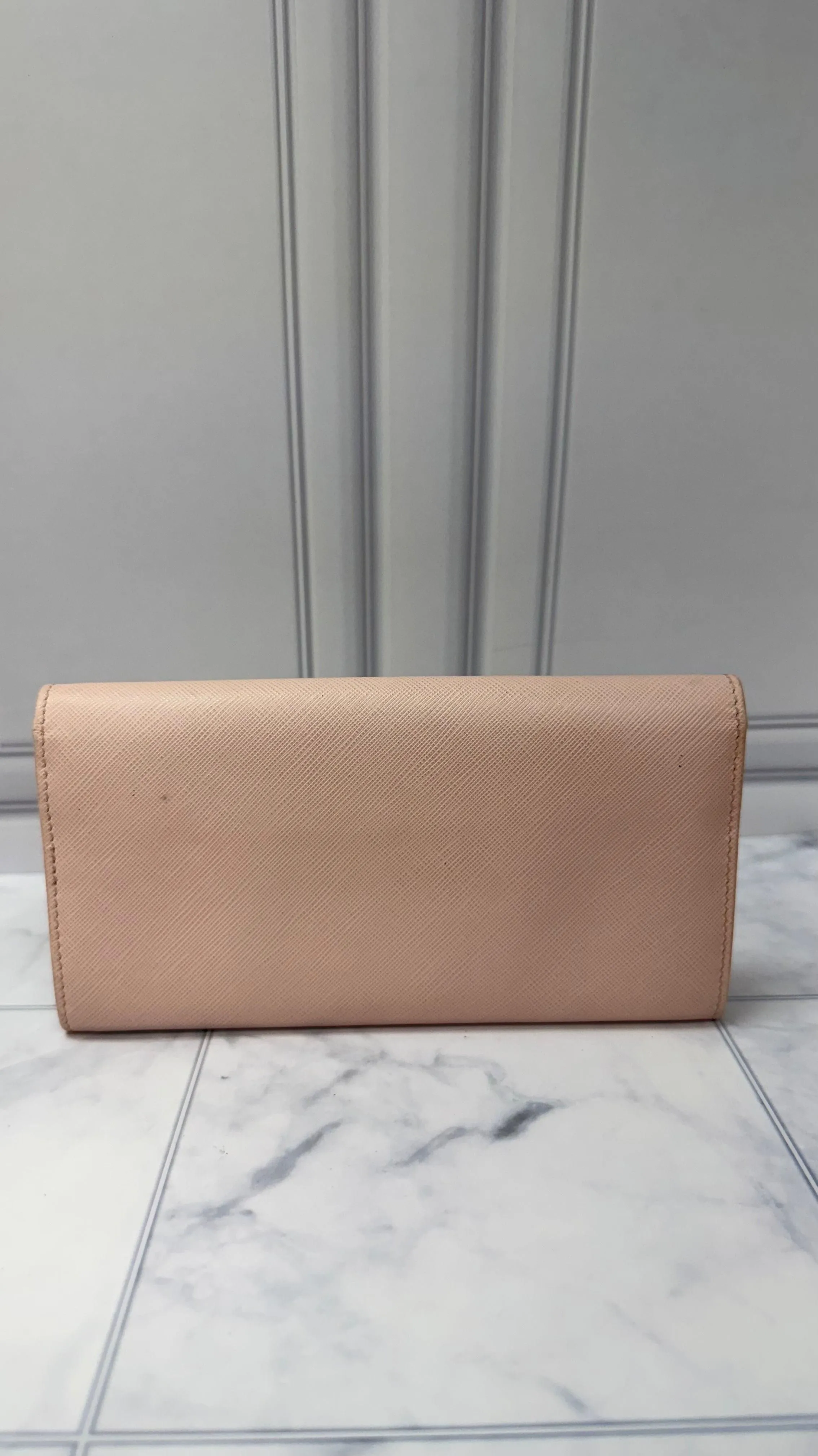 Salvatore Ferragamo Pink Saffiano Leather Flap Wallet