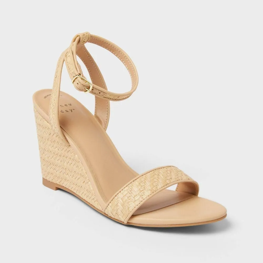 New without Tags - Women’s Tish Almond Toe Wedge Heels - A New Day Natural 7.5