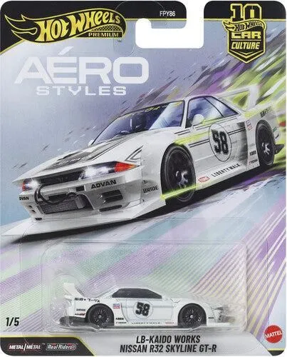 Hot Wheels Car Culture Aero Styles, LB-Kaido Nissan R32 Skyline GT-R Diecast Model Car