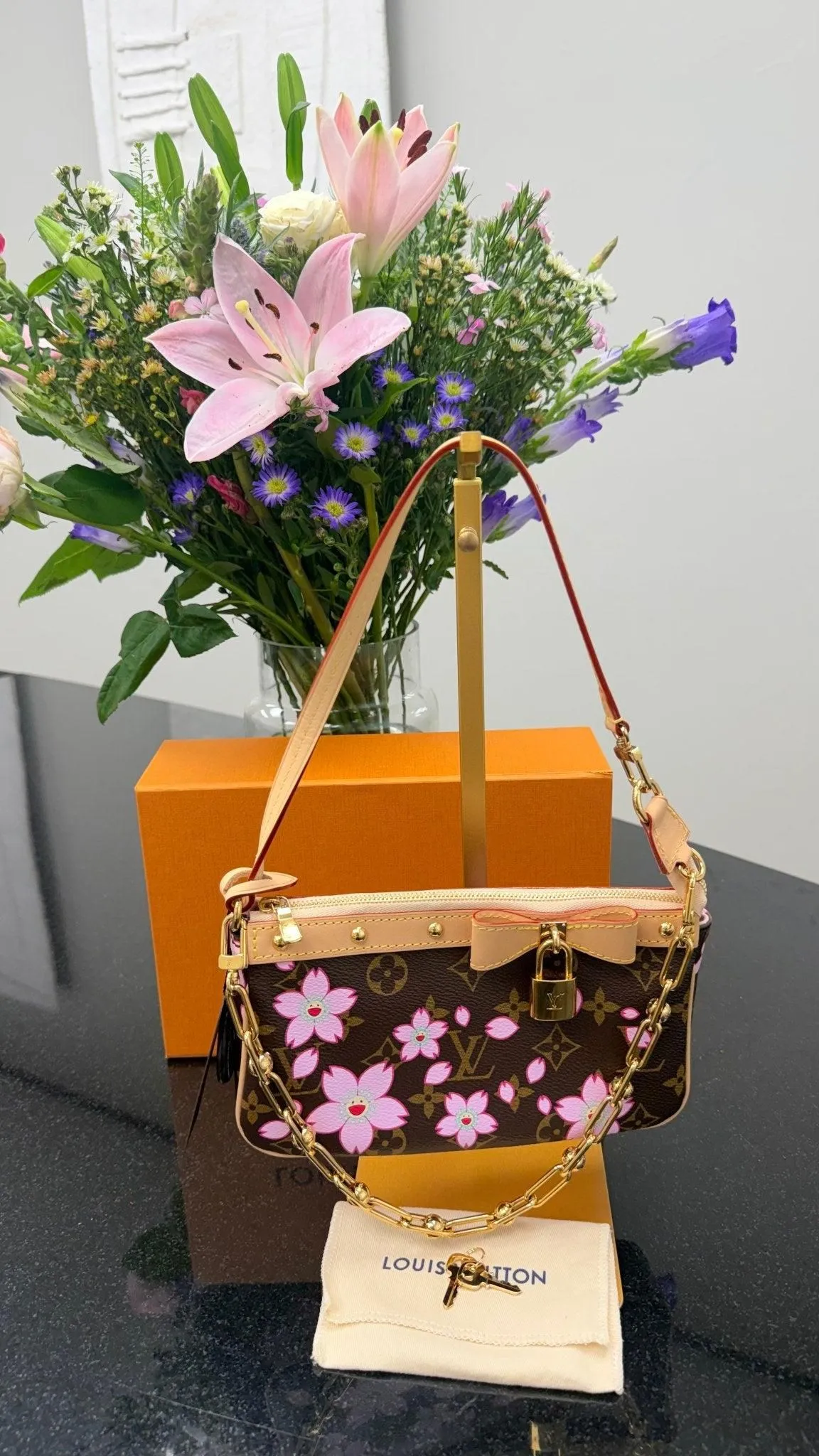 BRAND NEW - Louis Vuitton Monogram  X Murakami Cherry Blossom Pochette Accessories Shoulder Bag