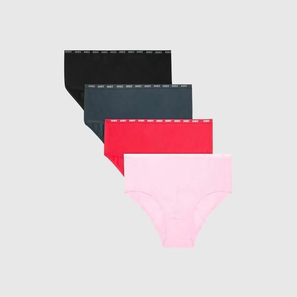 Hanes Moves Girls' Breathable Stretch Brief Underwear, Assorted Solids, 4-Pack 6