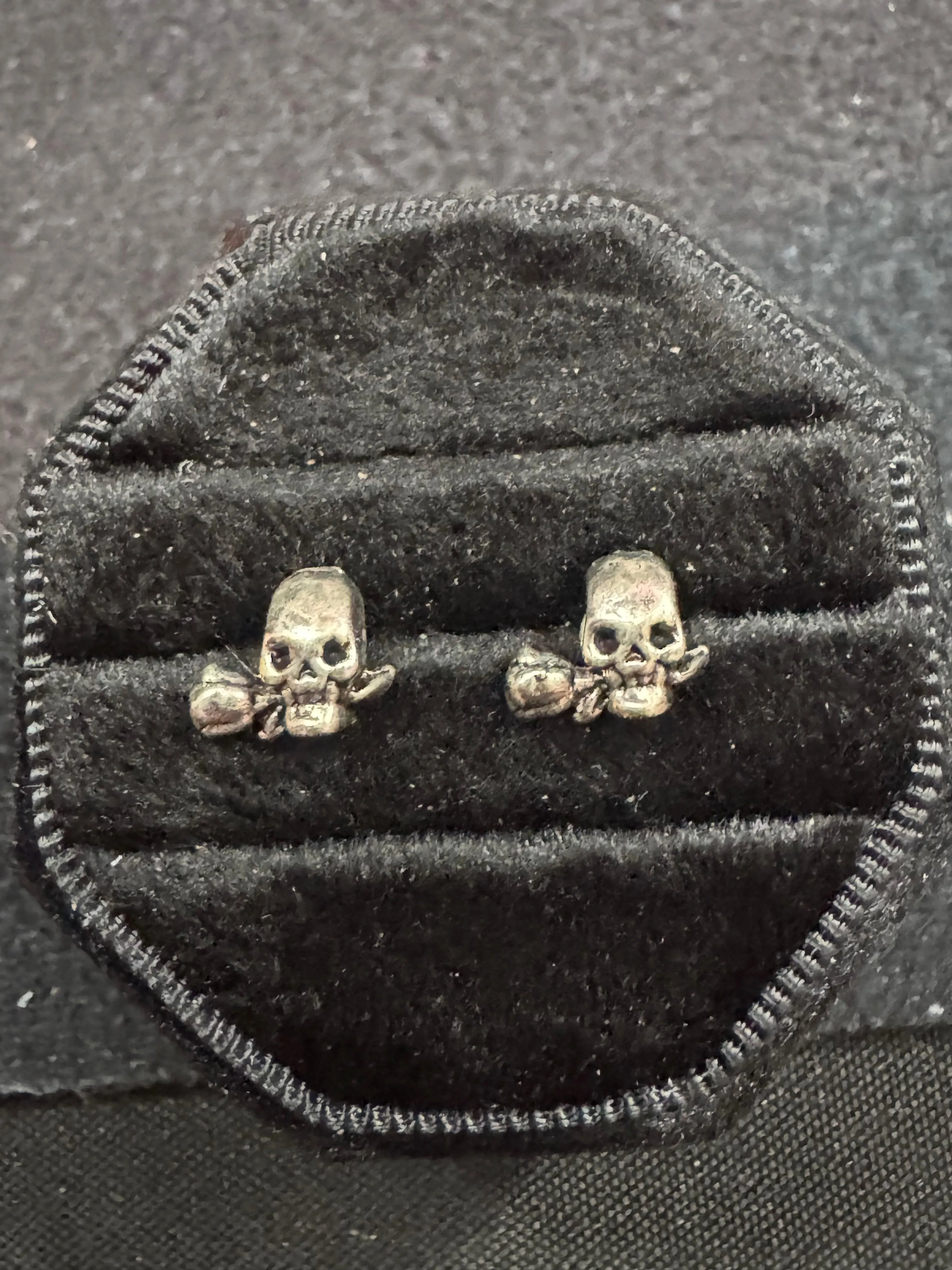 Handmade Skull With Rose Stud Earrings